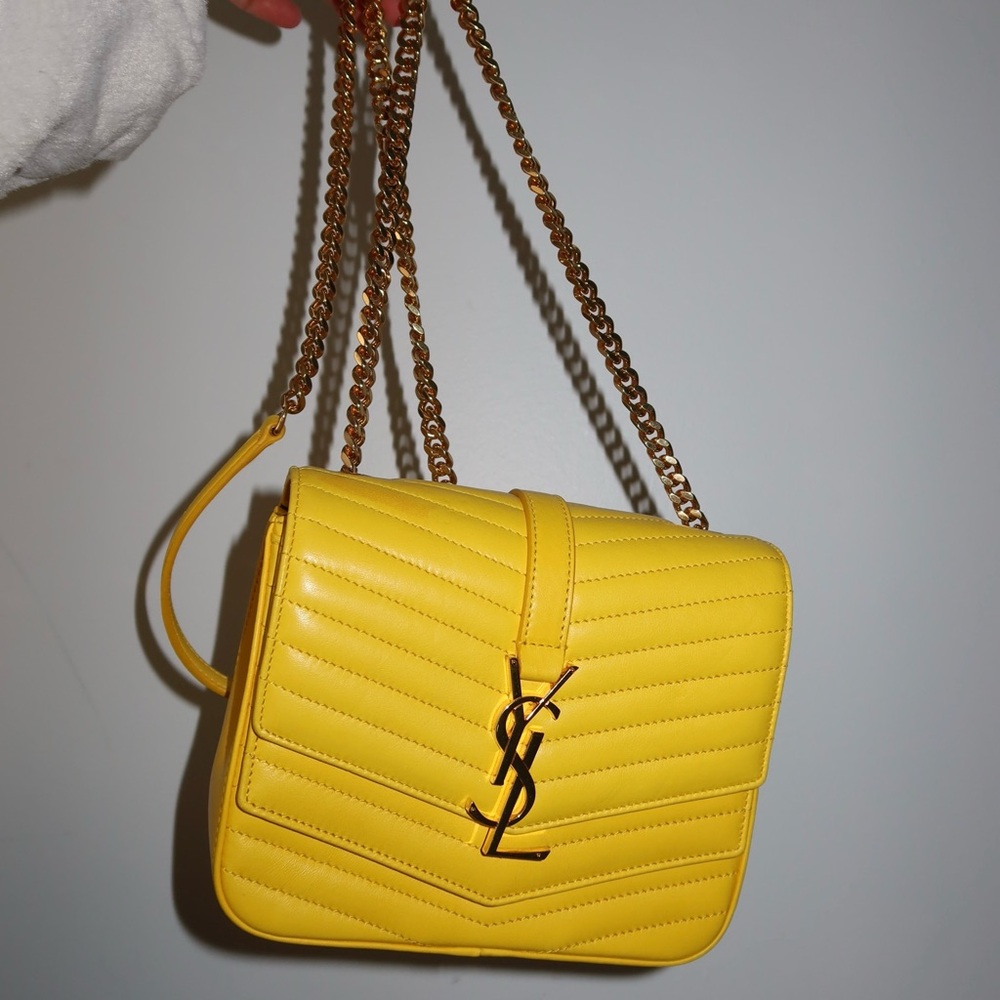 YSL Yellow Quilted Chain Bag